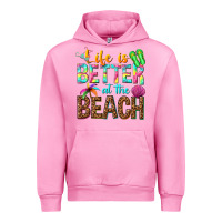 Fuchsia Pink Life is better at the beach Urban Hoodie - NancyCooperArtShop
