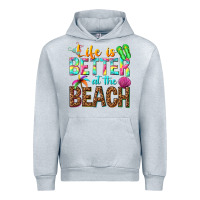 Heather Grey Life is better at the beach Urban Hoodie - NancyCooperArtShop