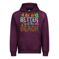 Mauve Wine Life is better at the beach Urban Hoodie - NancyCooperArtShop