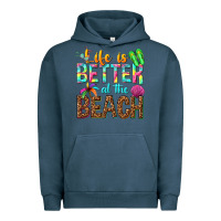 Pigment Midnight Navy Life is better at the beach Urban Hoodie - NancyCooperArtShop
