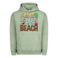 Pigment Oil Green Life is better at the beach Urban Hoodie - NancyCooperArtShop