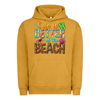 Pigment Peanut Butter Life is better at the beach Urban Hoodie - NancyCooperArtShop