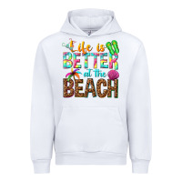 White Life is better at the beach Urban Hoodie - NancyCooperArtShop