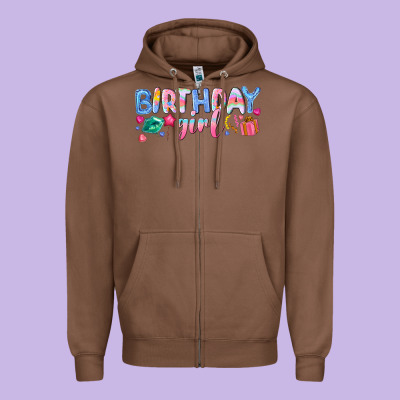 Birthday Girl Zipper Hoodie Designed By Nancycooperartshop