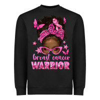 Black afro messy bun breast cancer warrior Heavyweight Sweatshirt - texasbilliewilder