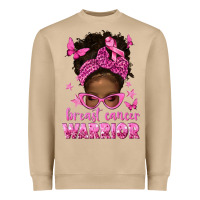 Mushroom afro messy bun breast cancer warrior Heavyweight Sweatshirt - texasbilliewilder