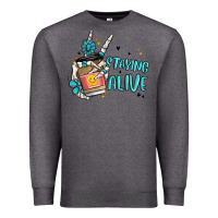 Charcoal Heather staying alive Premium Sweatshirt - MaliasSmallBusiness