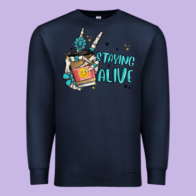 Staying Alive Premium Sweatshirt Designed By Maliassmallbusiness