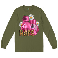 Army Green Breast Cancer Boxing Gloves Long Sleeve Tee - Artiststas