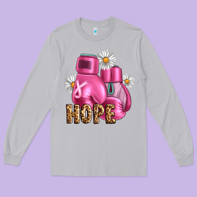 Breast Cancer Boxing Gloves Long Sleeve Tee Designed By Artiststas