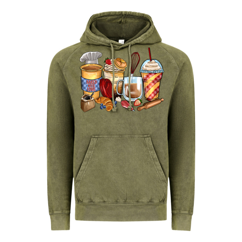 Bakery Coffee Cups Vintage Hoodie by Zillion Design Studio | Teevron