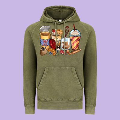 Bakery Coffee Cups Vintage Hoodie Designed By Zillion Design Studio