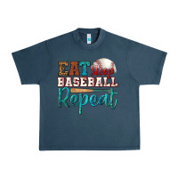 Midnight Navy eat sleep baseball repeat Urban Heavy Tee - HRA Design Shop