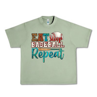 Oil Green eat sleep baseball repeat Urban Heavy Tee - HRA Design Shop