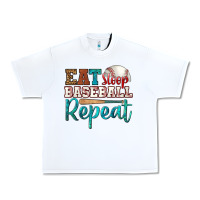 White eat sleep baseball repeat Urban Heavy Tee - HRA Design Shop