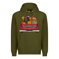 Army Green thanksgiving truck turkey pumpkin Premium Hoodie - AdoDesignShop