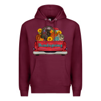 Burgundy thanksgiving truck turkey pumpkin Premium Hoodie - AdoDesignShop