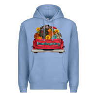 Colony Blue thanksgiving truck turkey pumpkin Premium Hoodie - AdoDesignShop