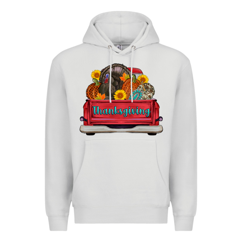 Thanksgiving Truck Turkey Pumpkin Premium Hoodie by AdoDesignShop | Teevron