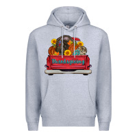 Heather Grey thanksgiving truck turkey pumpkin Premium Hoodie - AdoDesignShop