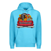 Ocean Blue thanksgiving truck turkey pumpkin Premium Hoodie - AdoDesignShop