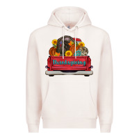 Pale Pink thanksgiving truck turkey pumpkin Premium Hoodie - AdoDesignShop