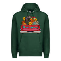 Sports Green thanksgiving truck turkey pumpkin Premium Hoodie - AdoDesignShop