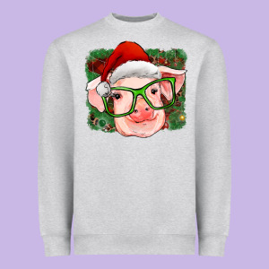 Christmas Pig Heavyweight Sweatshirt Designed By Ranaportraitstore