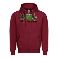 Burgundy Leopard Peace Love Baby Chimpanzee Zipper Hoodie - LillyAllenDesigns