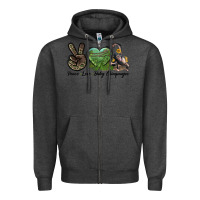 Charcoal Heather Leopard Peace Love Baby Chimpanzee Zipper Hoodie - LillyAllenDesigns