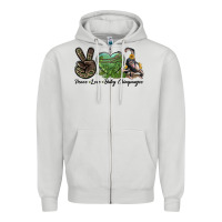 Dove Grey Leopard Peace Love Baby Chimpanzee Zipper Hoodie - LillyAllenDesigns