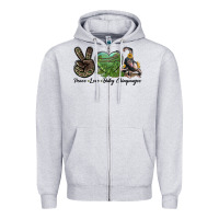 Heather Grey Leopard Peace Love Baby Chimpanzee Zipper Hoodie - LillyAllenDesigns