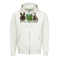 Oatmeal Heather Leopard Peace Love Baby Chimpanzee Zipper Hoodie - LillyAllenDesigns