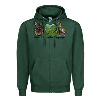Sports Green Leopard Peace Love Baby Chimpanzee Zipper Hoodie - LillyAllenDesigns