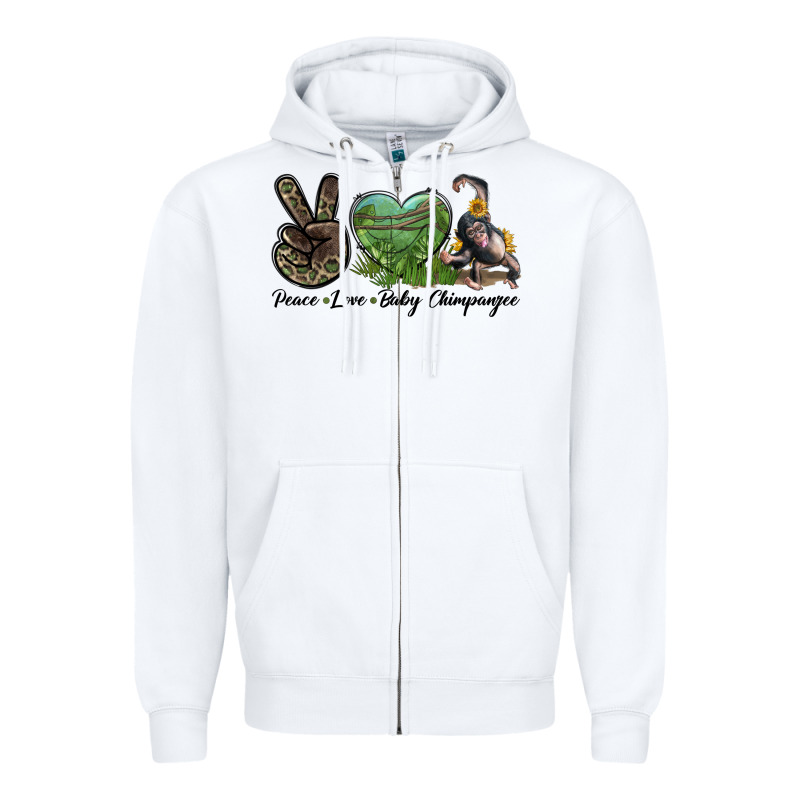 Leopard Peace Love Baby Chimpanzee Zipper Hoodie by LillyAllenDesigns | Teevron