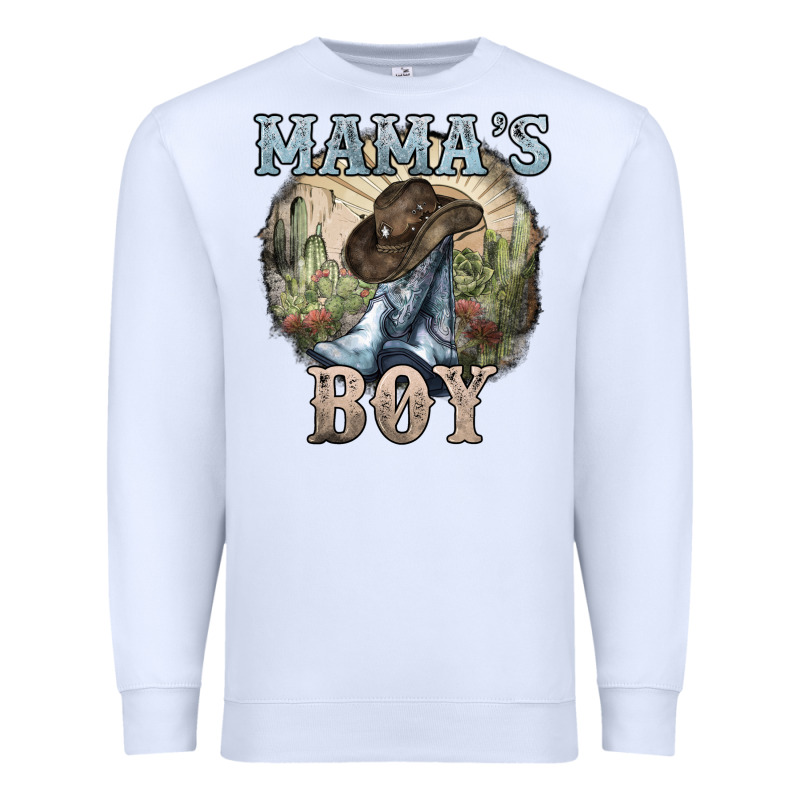 Mamas Boy Western Cowboy Boots Cactus Premium Sweatshirt by NancyCooperArtShop | Teevron