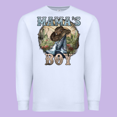 Mamas Boy Western Cowboy Boots Cactus Premium Sweatshirt Designed By Nancycooperartshop