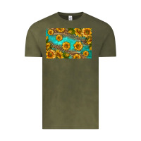 Vintage Olive western sunflowers skinny metal can holder Vintage Tee - HRA Design Shop