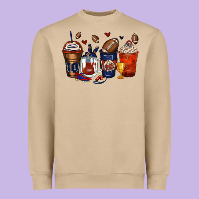 American Football Coffee Cups Heavyweight Sweatshirt Designed By Zillion Design Studio