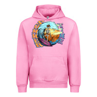 Fuchsia Pink summer time skeleton surfing Urban Hoodie - NancyCooperArtShop