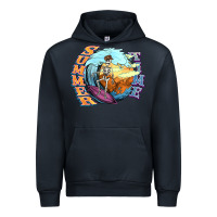 Navy summer time skeleton surfing Urban Hoodie - NancyCooperArtShop