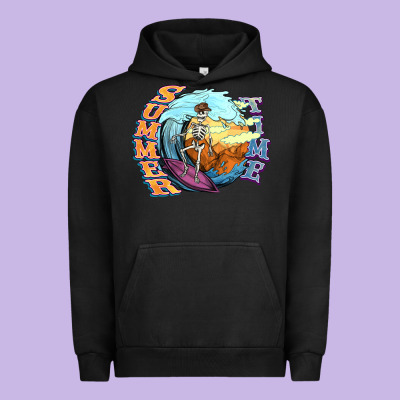 Summer Time Skeleton Surfing Urban Hoodie Designed By Nancycooperartshop