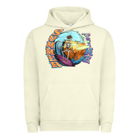 Pigment Pistachio summer time skeleton surfing Urban Hoodie - NancyCooperArtShop