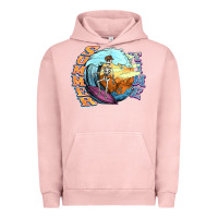 Pigment Salmon summer time skeleton surfing Urban Hoodie - NancyCooperArtShop