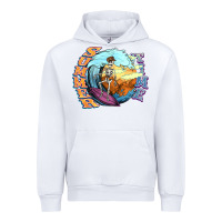 White summer time skeleton surfing Urban Hoodie - NancyCooperArtShop