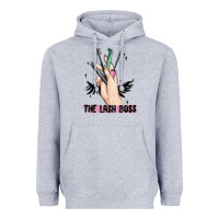 Heather Grey the lash boss Heavyweight Hoodie - MaliasSmallBusiness
