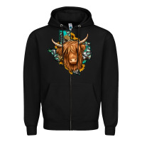 Black Texas map long haired shaggy cow Zipper Hoodie - Jasminsmagicworld