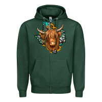 Sports Green Texas map long haired shaggy cow Zipper Hoodie - Jasminsmagicworld