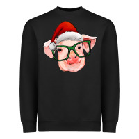 Black christmas pig with santa claus hat Heavyweight Sweatshirt - RanaPortraitStore