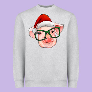 Christmas Pig With Santa Claus Hat Heavyweight Sweatshirt Designed By Ranaportraitstore
